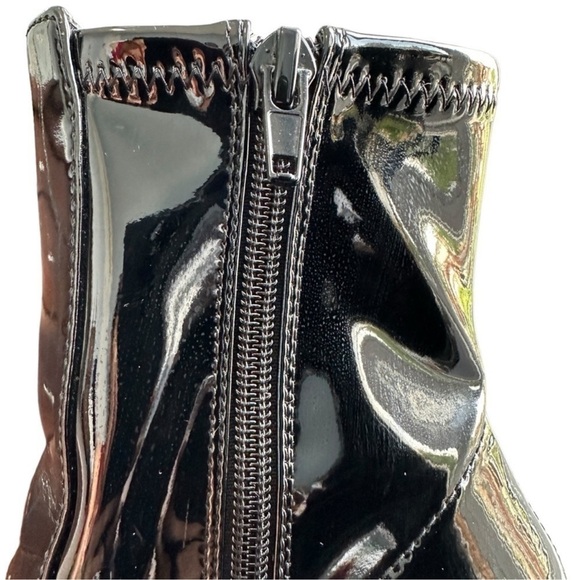 ALDO BLOCK HEEL ANKLE BOOTS WOMENS SZ 7 BLACK PATENT FINISH ZIPPER CLOSURE - Picture 6 of 16